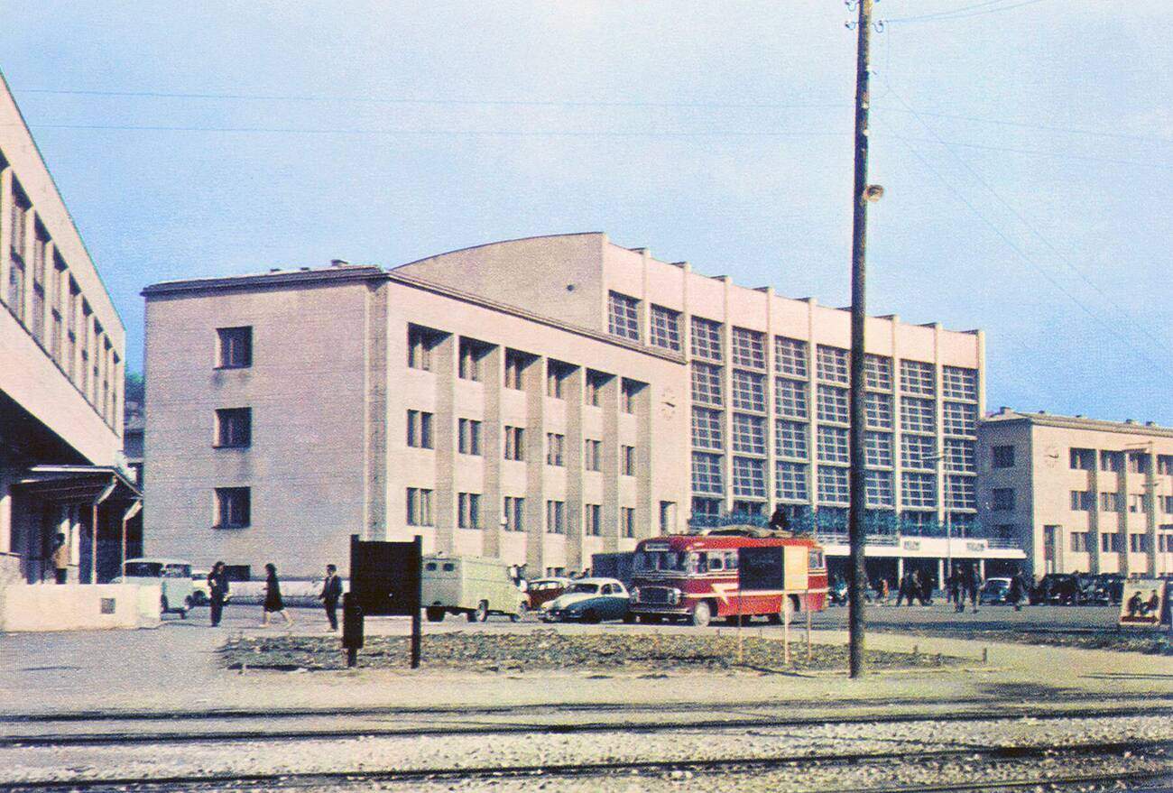 The narrow-gauge and the new standard-gauge railway station Sarajevo Novo in the early 1960s