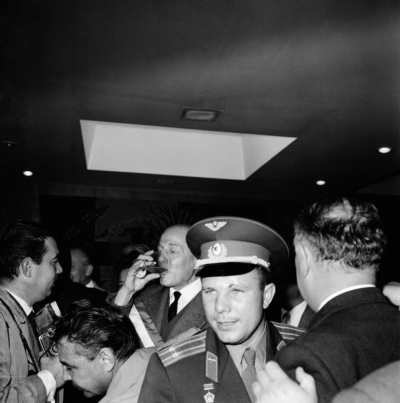 Russian Cosmonaut Yuri Gagarin attending the XIVth Astronautics Conference in Paris, France, 1963