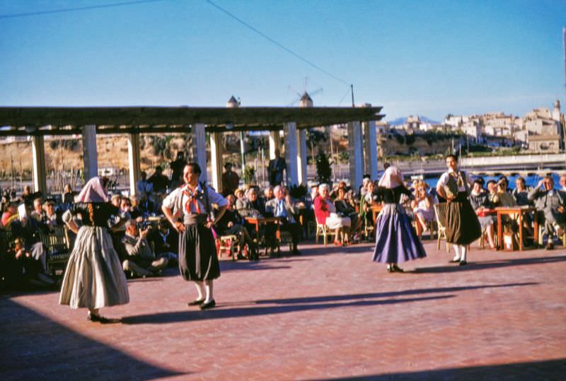 Traditional dancing at the Palma Yacht Club, Palma, Mallorca.
