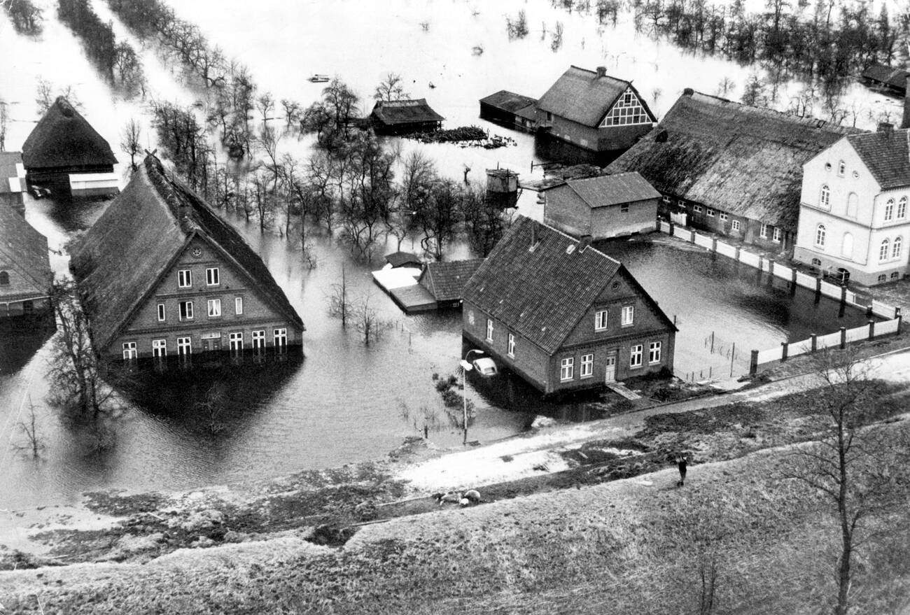 Aerial view of the North Sea Flood of 1962