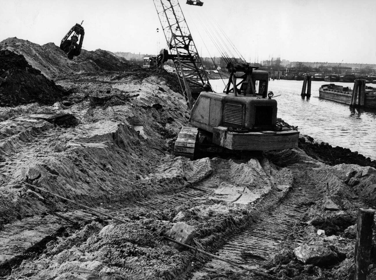 Flooded street during the North Sea Flood of 1962,