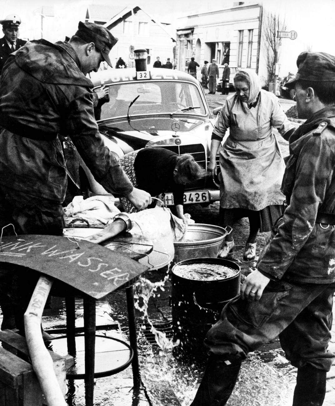 Flooded street during the North Sea Flood of 1962,