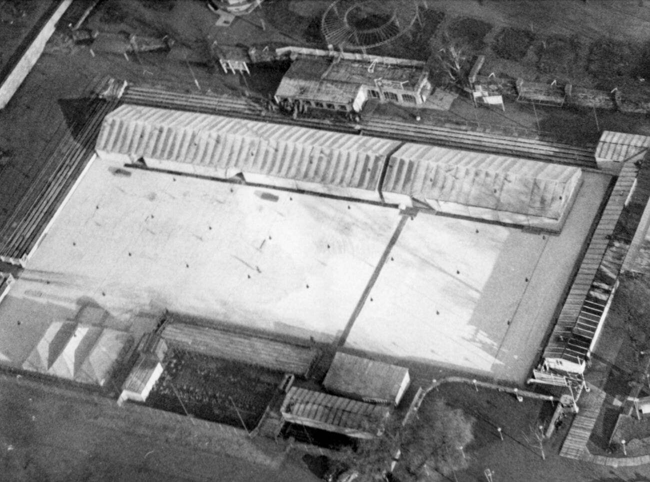 Tents used to store corpses during the North Sea Flood of 1962 in Hamburg, West Germany