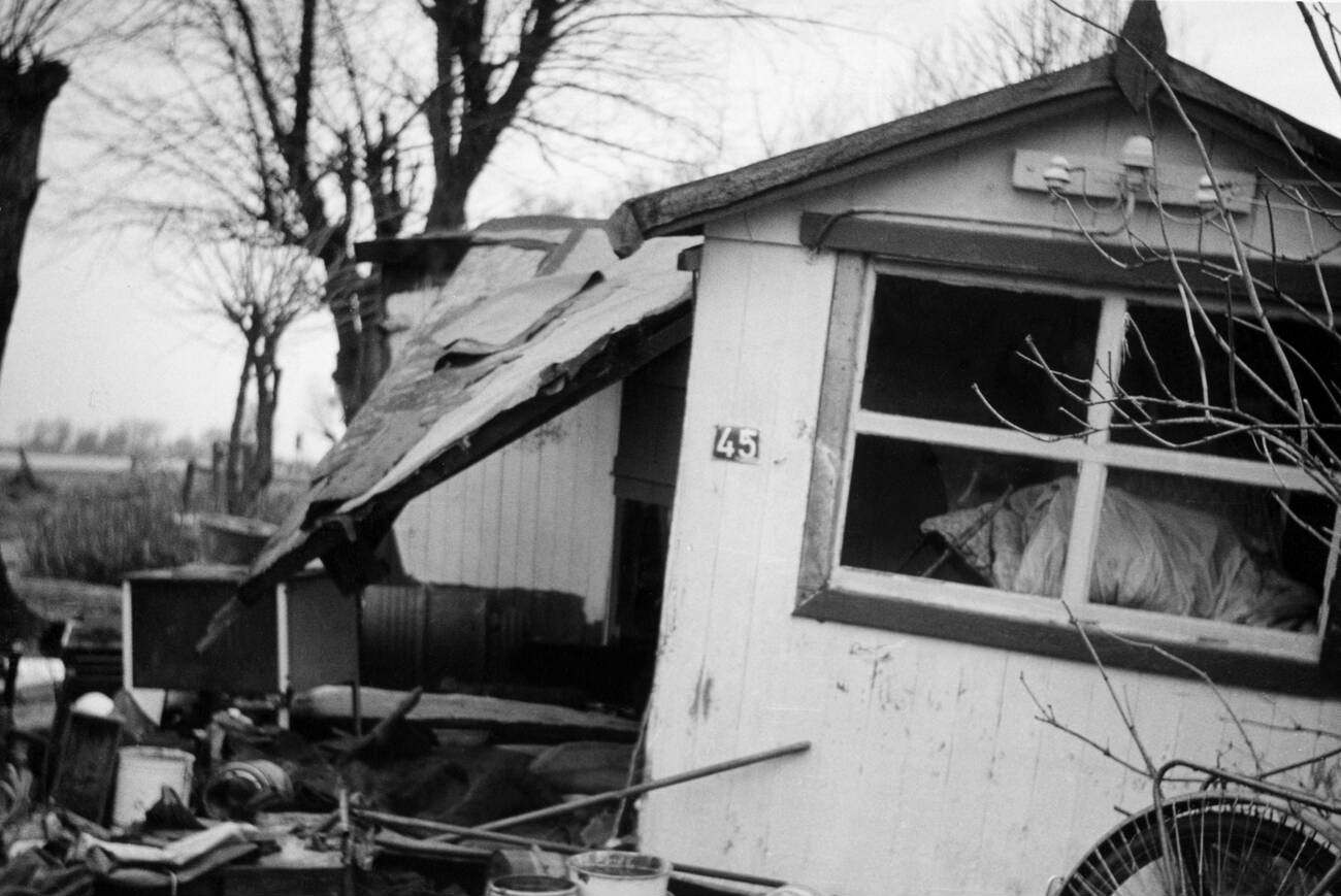 Destroyed houses at Overhaken, Kirchenwerder, 1962