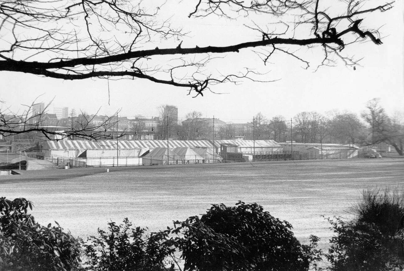 Ice rink used as a mortuary during the North Sea Flood of 1962