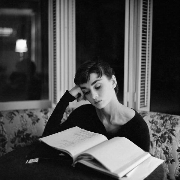 Audrey photographed by Mark Shaw in Beverly Hills, California during the filming of Sabrina in 1953