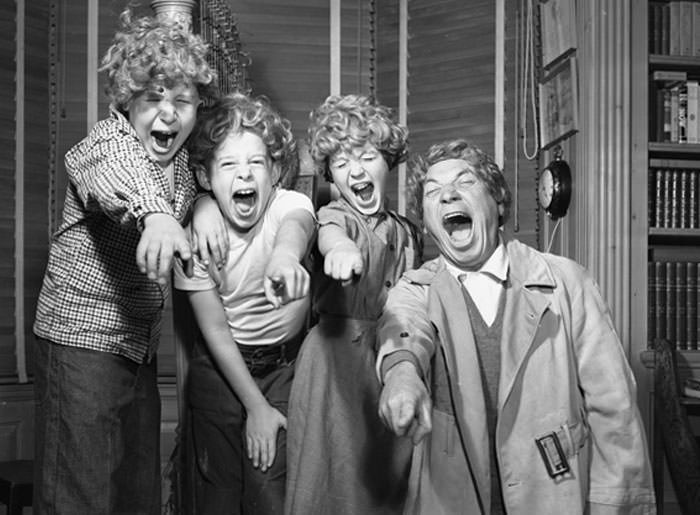 Harpo Marx and his children, 1954