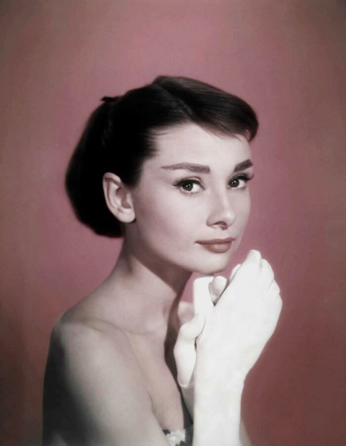 Audrey Hepburn in a publicity still for "Funny Face", 1957