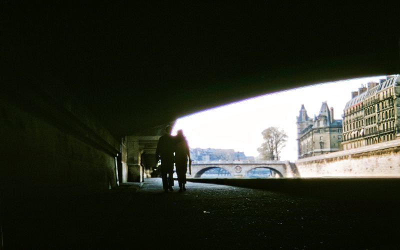 View from under the Petit Pont of Pont Saint-Michel, Paris.