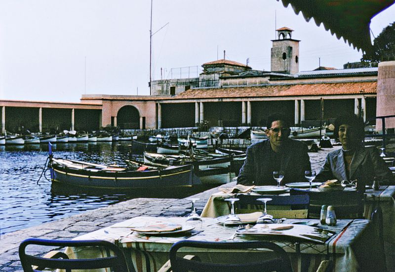 Dinner outside the Hotel Welcome, Villefranche Sur Mer.