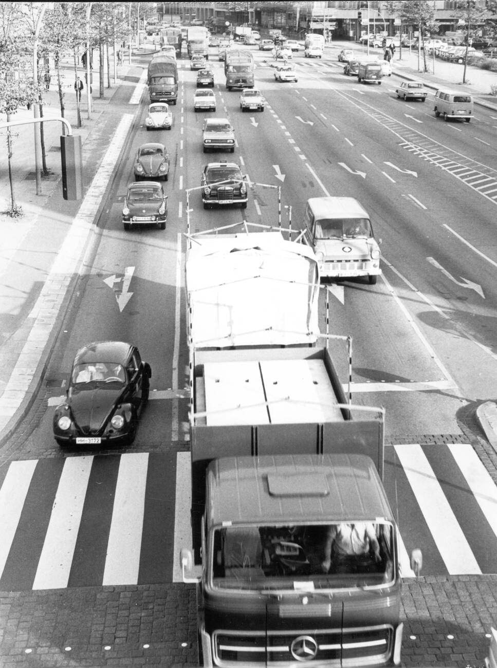 A view of Willy-Brandt-Strasse in Hamburg, Germany in 1970.