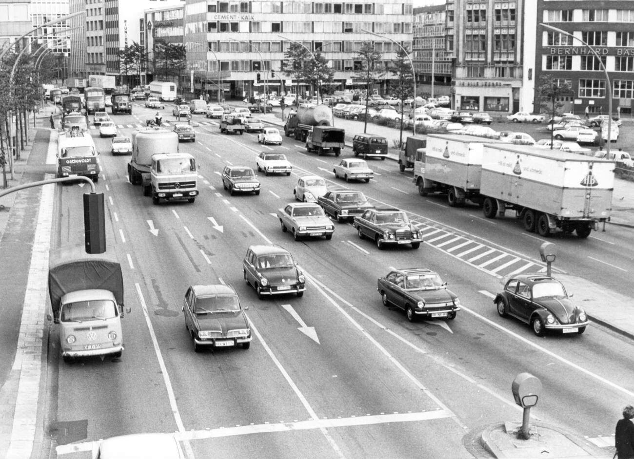 A view of Willy-Brandt-Strasse in Hamburg, Germany on September 23, 1970.