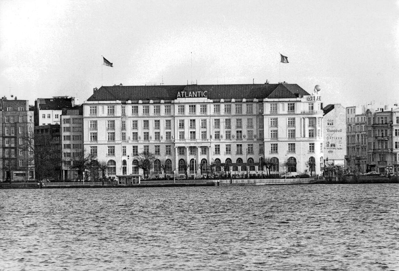The Hotel Atlantic in Hamburg, Germany, viewed across the Outer Alster, in March 12, 1973.