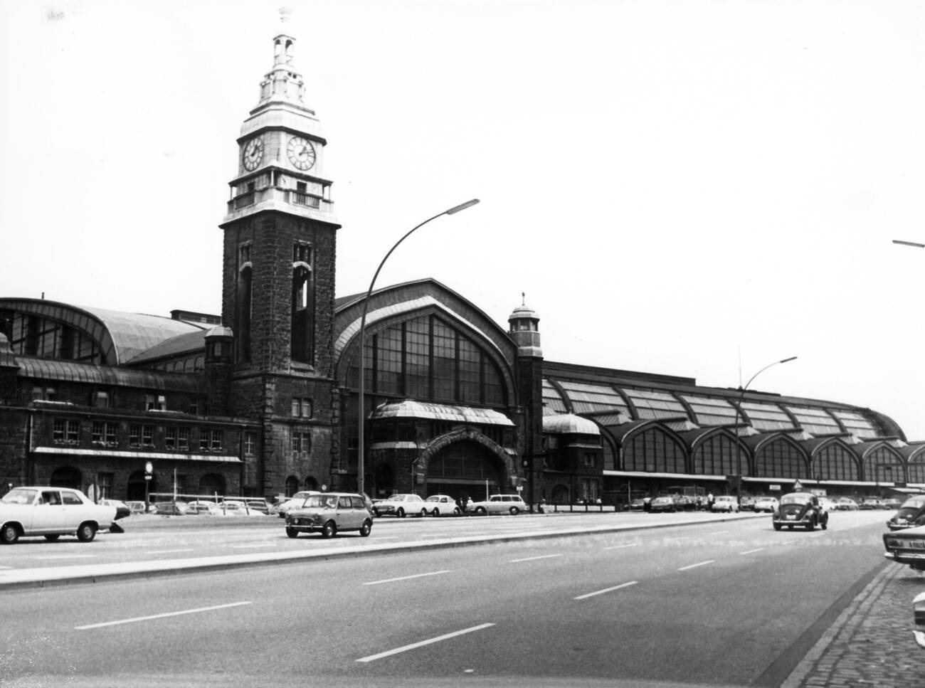 The central station in Hamburg, Germany, built by Heinrich Reinhardt and Georg Süssenguth, in 1904-1906, viewed from the west side in the 1970s.