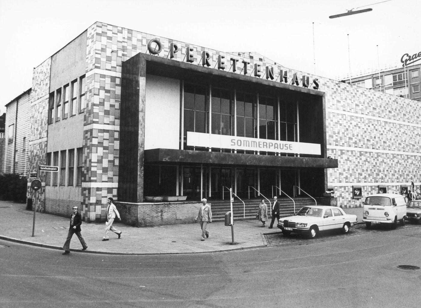 Exterior view of the Hamburg Operettenhaus in Hamburg, Germany taken during the summer break in 1977.