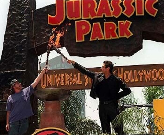Steven Spielberg and Jeff Goldblum Open Jurassic Park: The Ride