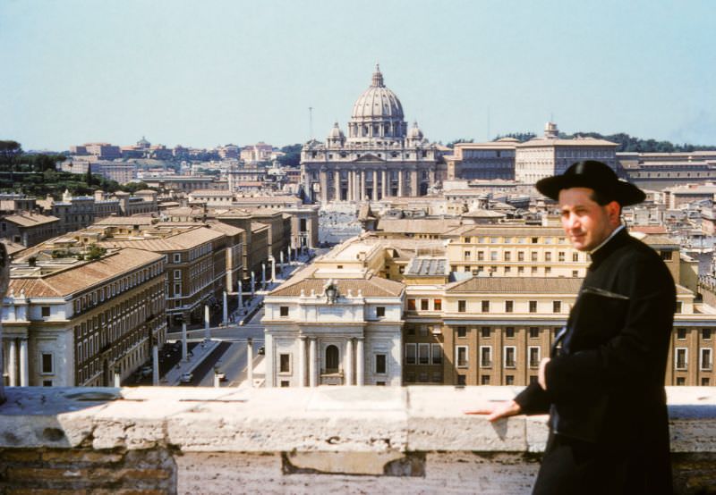 View from Castle St Angelo of Via Della Conciliazione and St Peter's Basilica, Rome.