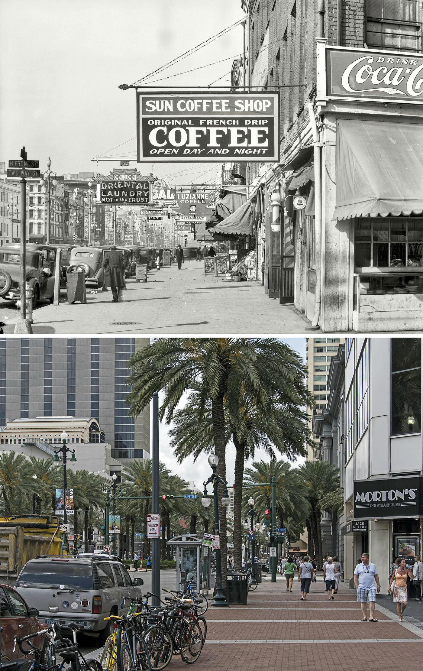 Canal and Front, 1937 VS Canal where Front Street used to be, 2015