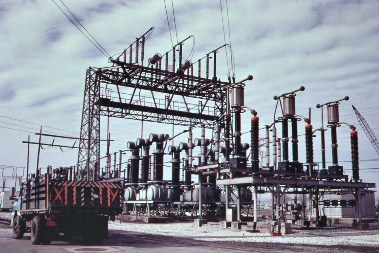 Electric power station, built on marshland on staten island, 1970s