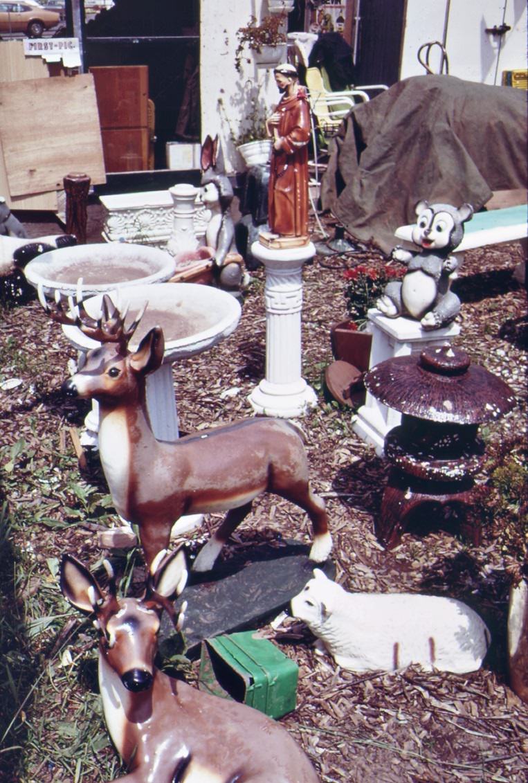 Garden accessories for sale on hylan boulevard in staten island, 1970s