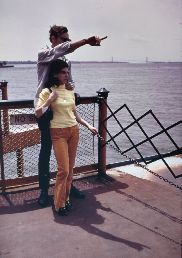 View of upper new york bay from the staten island ferry, 1970s