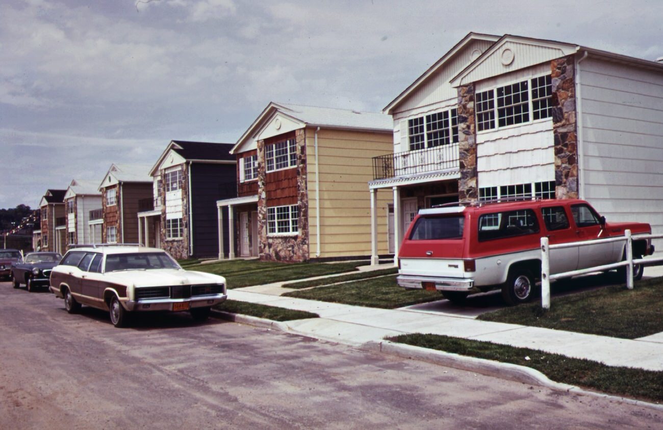 New housing at grant city, staten island-a result of the building boom following completion of the verrazano-narrows bridge, 1970s