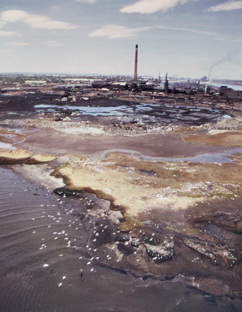 Kill van kull with bayonne in the background. Kill van kull is the body of water bounding staten island to the north, 1970s