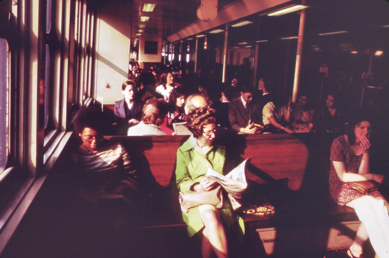 Interlude for relaxation on the staten island ferry, 1970s