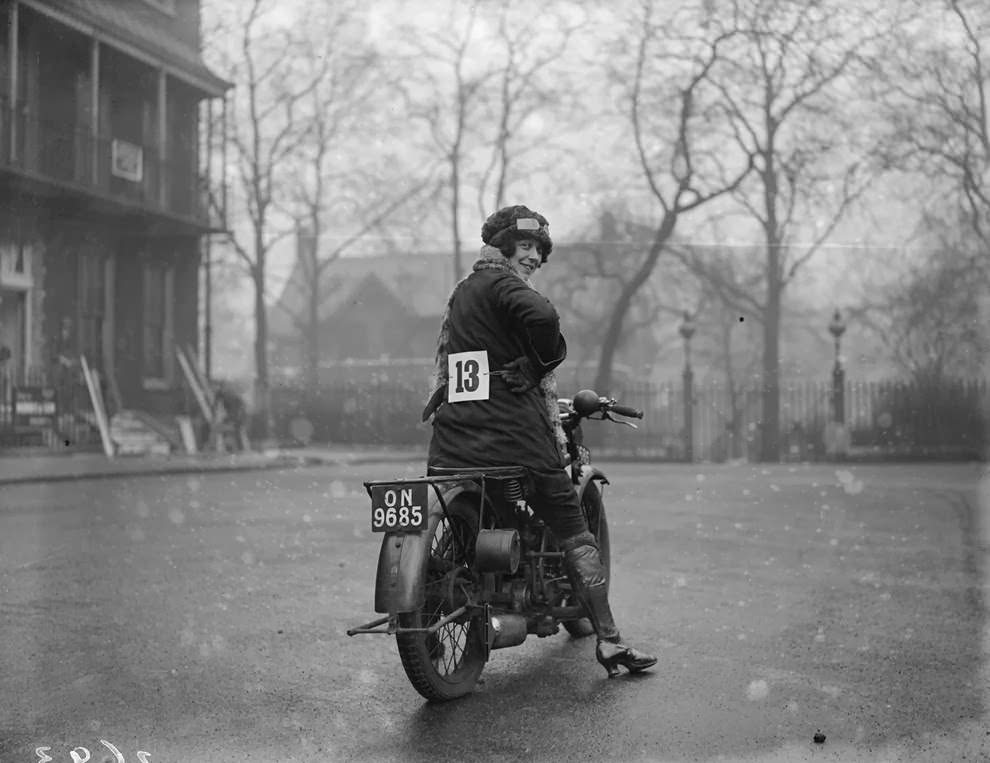 An entrant in a ladies-only reliability trial in london, england, 1927.
