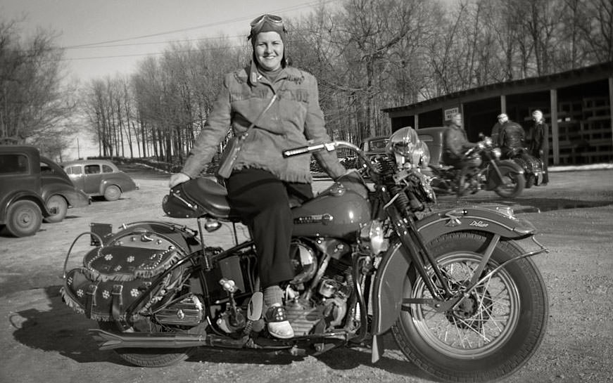 Lady on the harley-davidson, wisconsin, usa