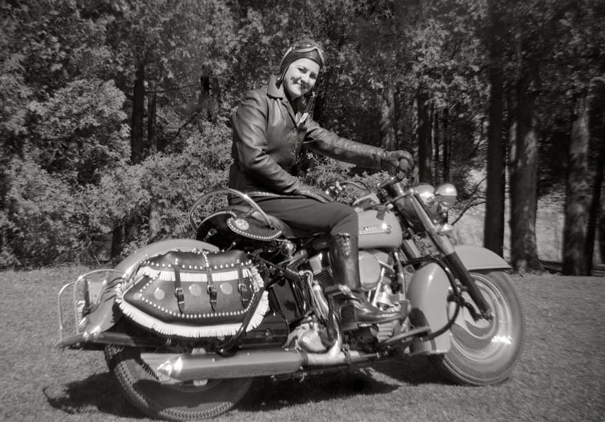 A harley-davidson and rider, wisconsin, usa