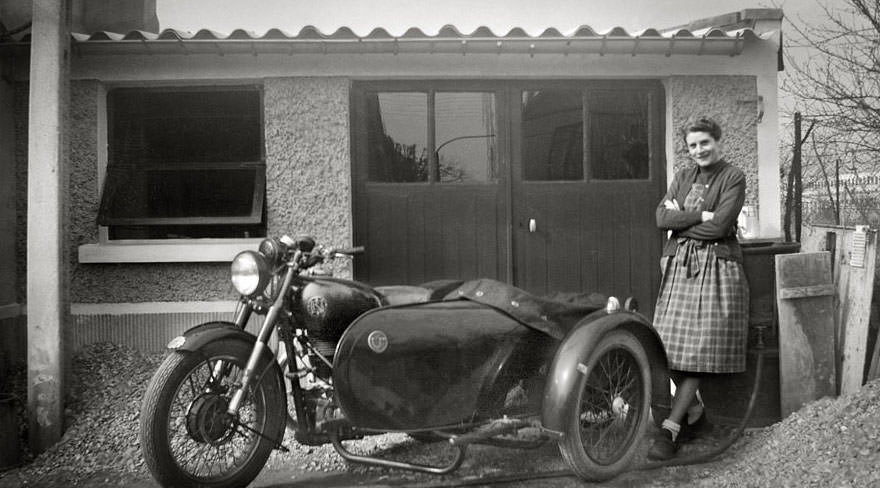 Bsa motorcycle and sidecar in france