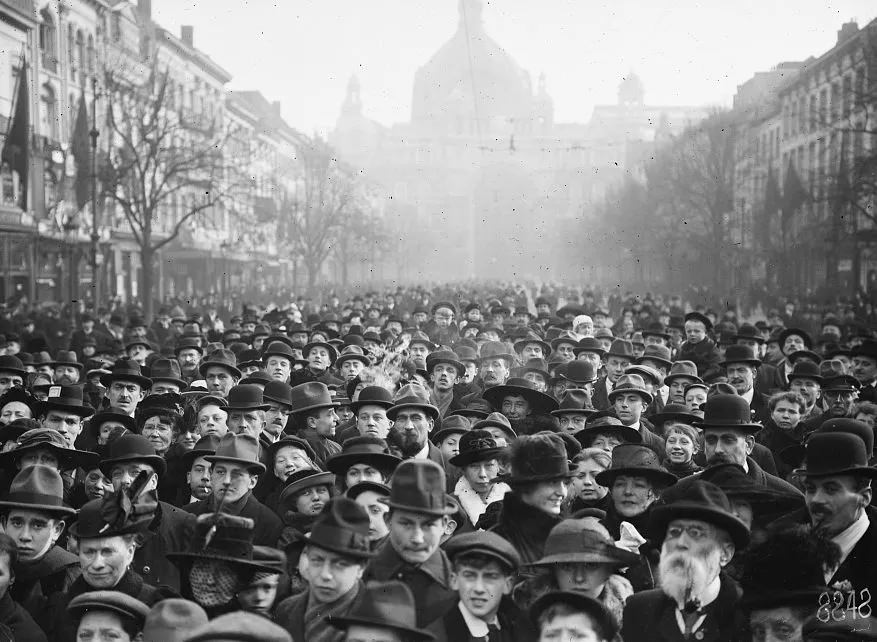 Citizens of Antwerp Celebrating Armistice Day, 1918