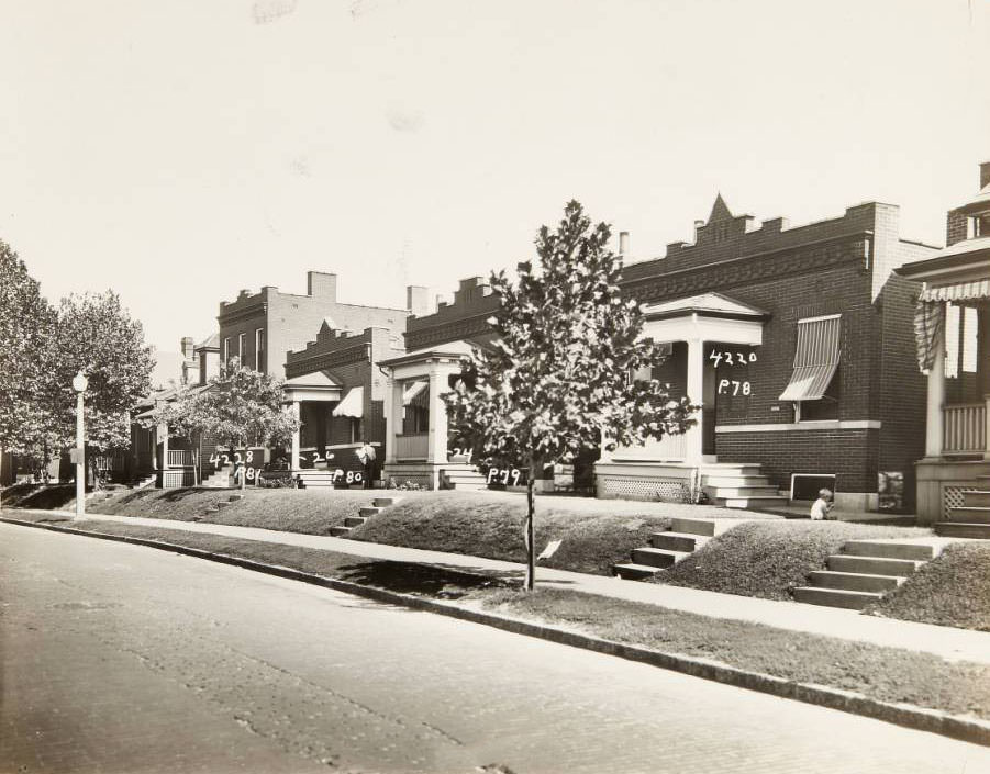 Row of houses along the 4200 block of North Florissant Avenue, 1930