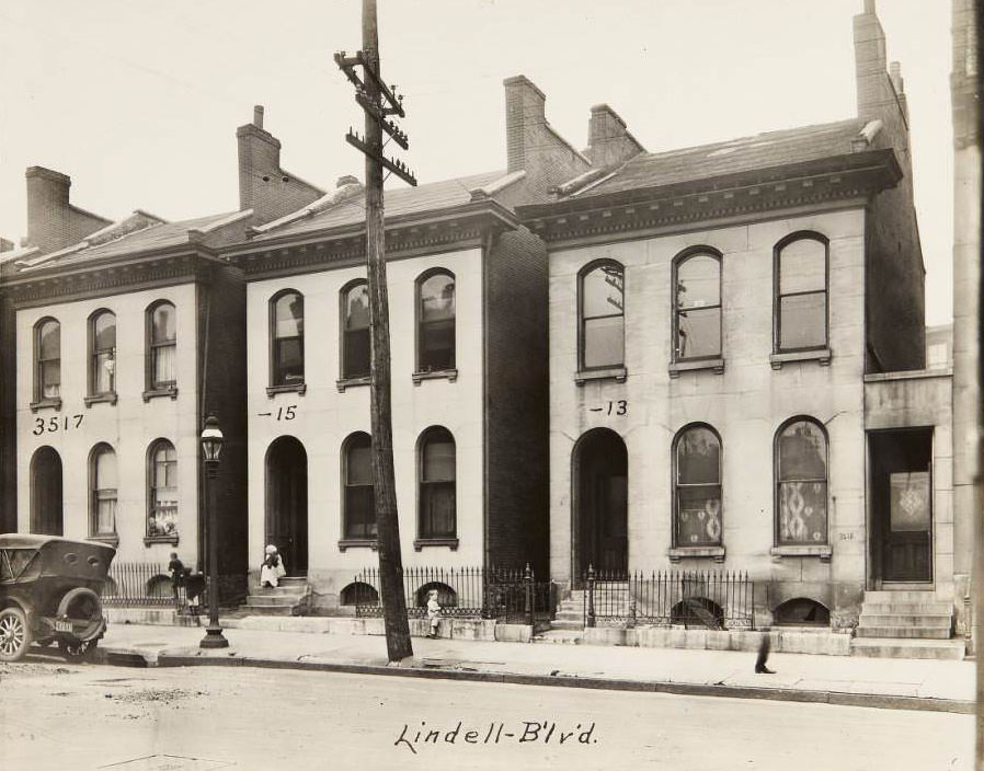 Residential buildings on Lindell Blvd. covering addresses 3517 to 3513, 1930