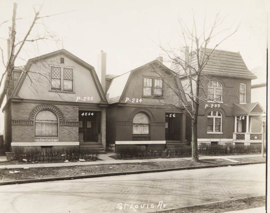 Three houses at 4854, 4856, and 4858 St. Louis Ave, 1930
