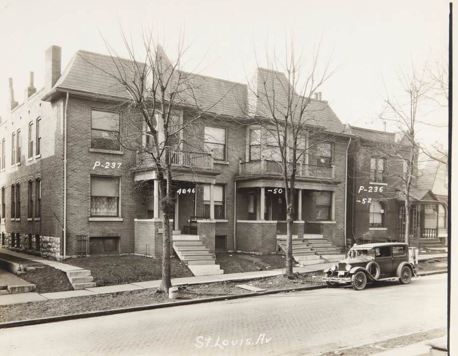 Large multi-family house and another house located at 4846, 4850, and 4852 St. Louis Ave, 1930