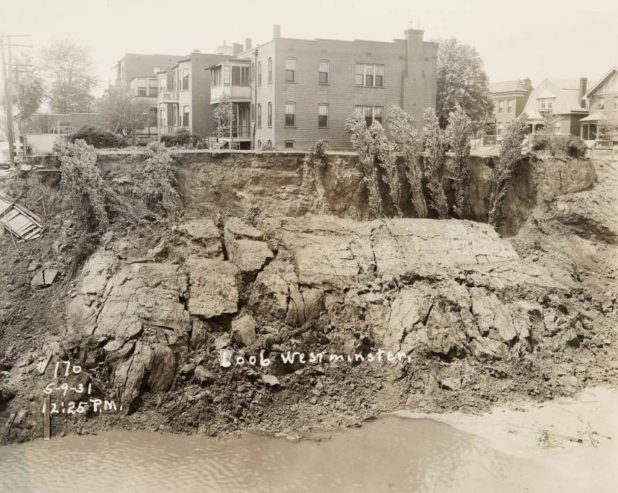 6006 Westminster, 1931 - Presumably a sinkhole on the 6000 block of Westminster.