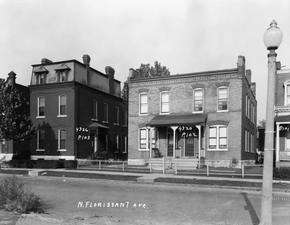 View of houses on the 4300 block of North Florissant Ave, 1930