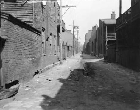 View of alley of O'Fallon between 9th and 10th streets, 1930