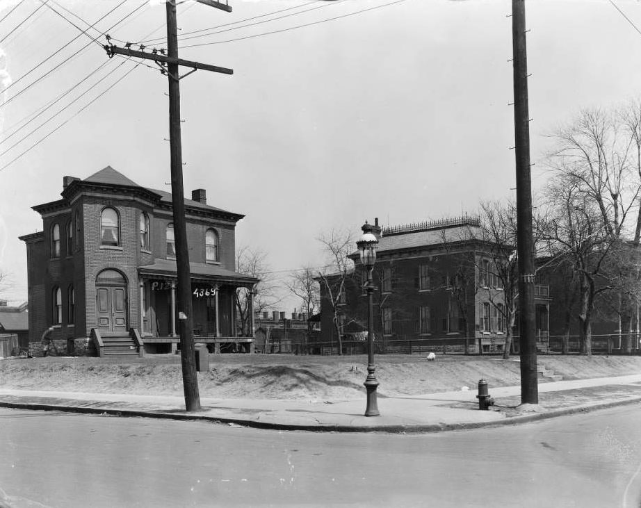 Homes at 4369 and 4361 Vista Ave. near S. Newstead in Forest Park SE neighborhood. Now Adams Park near Boys & Girls Clubs and Adams School, 1930