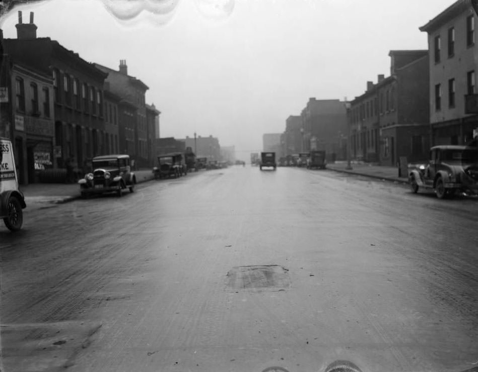 View looking east from intersection of 20th St. and Morgan St, 1930
