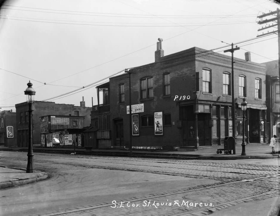 Southeast corner of St. Louis and Marcus, 1930