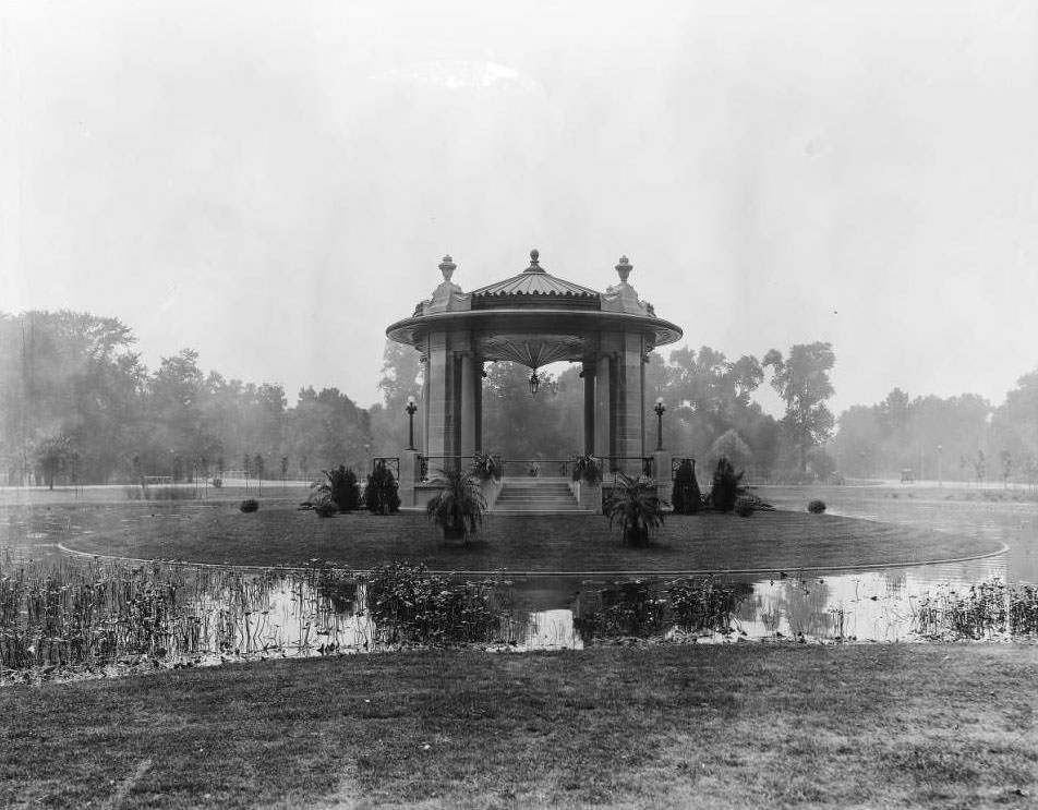Completed Nathan Frank Bandstand near the Muny in Forest Park, 1930