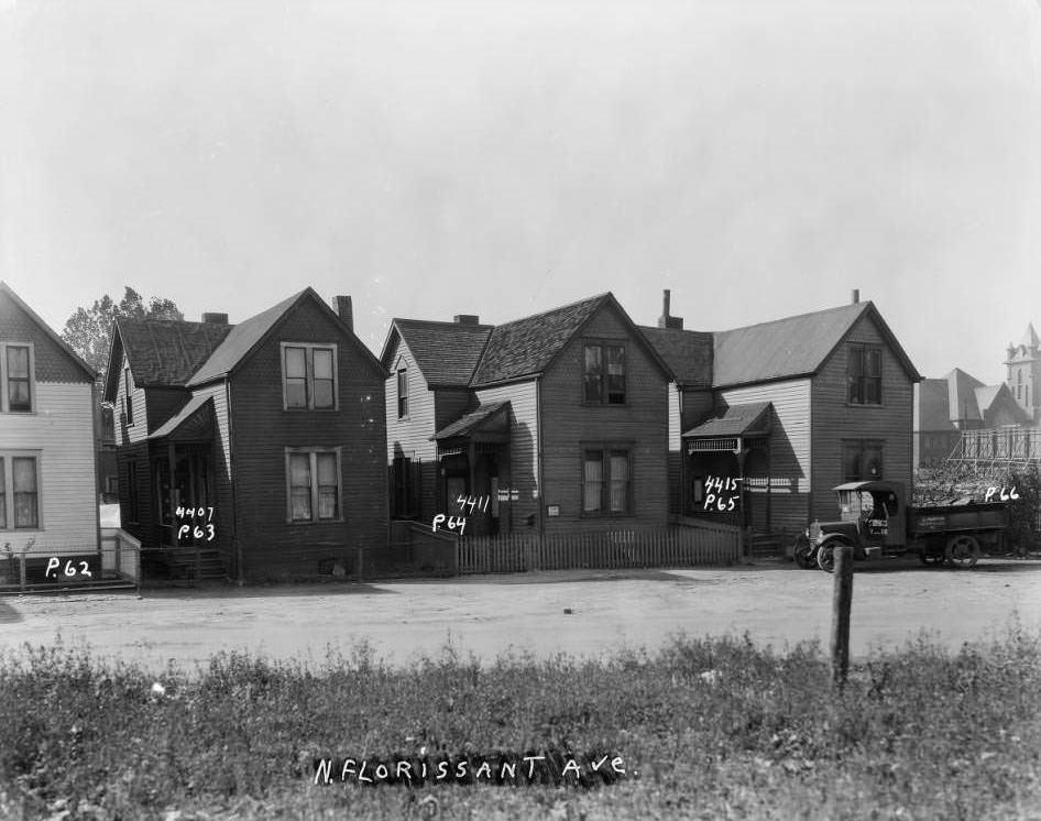 Four two-story frame homes on the 4400 block of North Florissant Avenue, 1930
