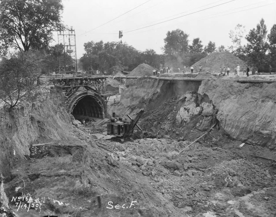 View of River Des Peres sewer work, 1930
