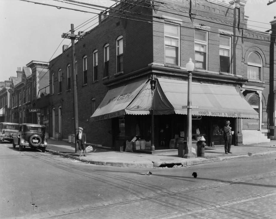 View of Kroger Grocery & Baking Co. at Laclede and Spring, now part of SLU campus, 1930
