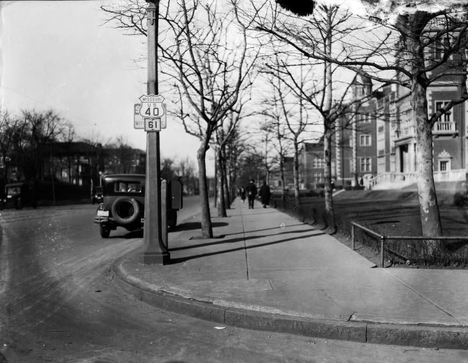 View looking north on Union from Kensington, with Soldan High School visible on the right, 1930