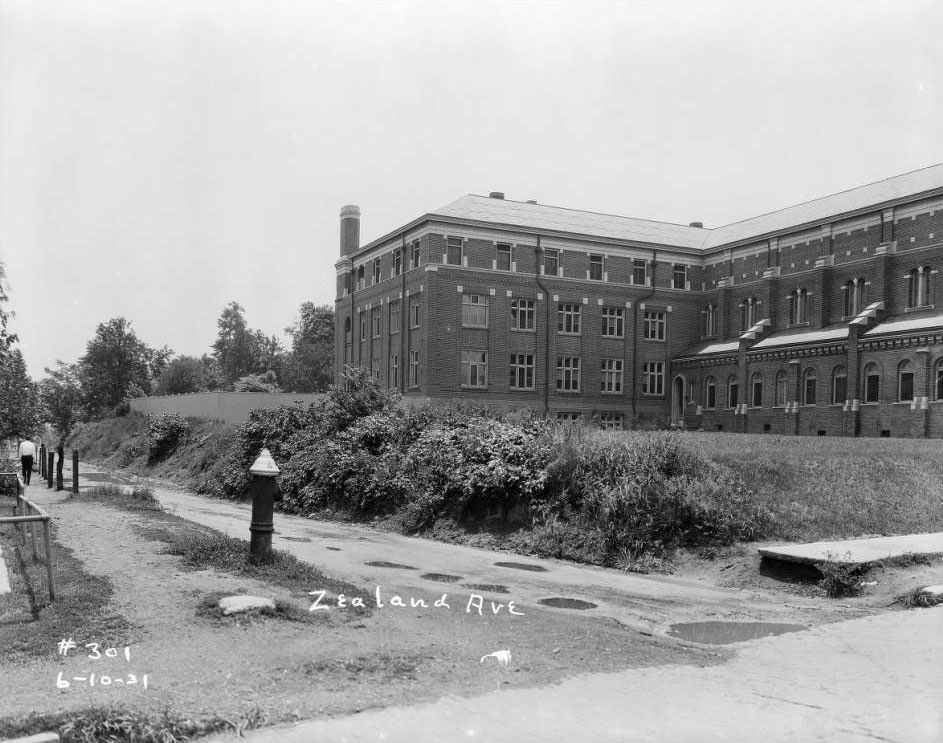 Mount Grace Convent & Chapel on East Warne Avenue, view of a muddy stretch of Zealand Street, 1931