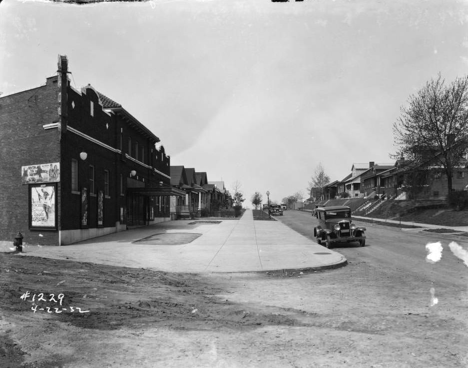 5500 Lansdowne Ave. in 1932 Roxy Theater and street work on Wherry.